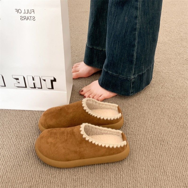 厚底勃肯鞋女2025新款秋冬加绒保暖棉鞋复古百搭休闲毛毛鞋