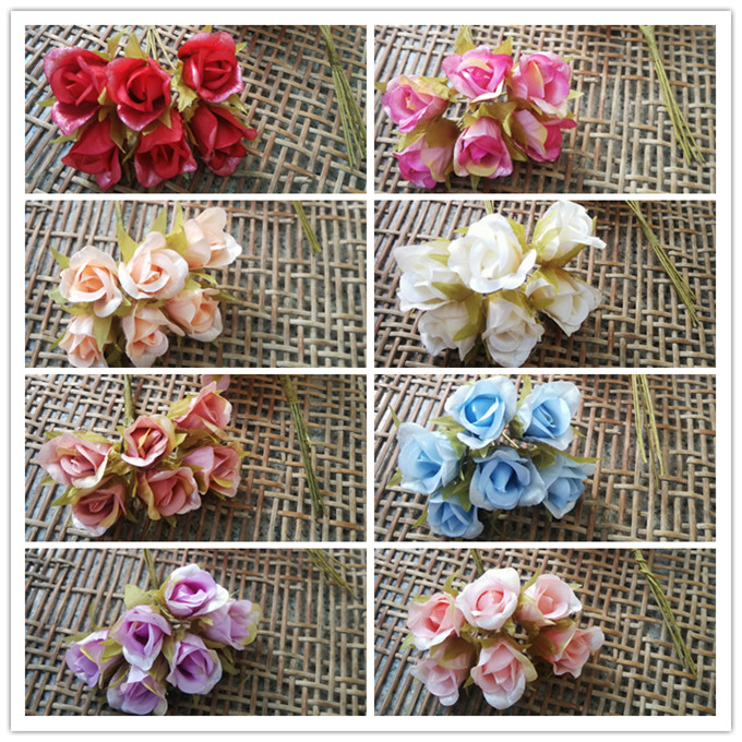 diy手工材料花朵复古欧式仿真花头饰配件喜糖盒装饰迷你玫瑰花苞