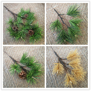 仿真松枝松树迎客松圣诞节松树松枝diy手工圣诞藤圈松针松果松树
