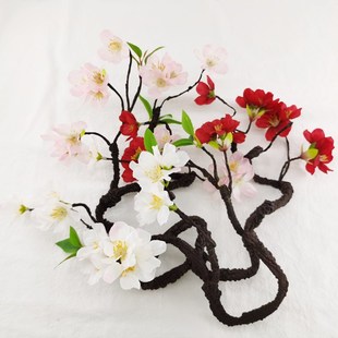 花海大世界diy仿真花欧风软枝樱花梅花 桃花舞台走秀夸张头饰素材