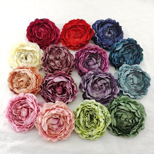 花海大世界diy手工素材仿真花绢花 油画旗头花古典彩绒布露莲牡丹