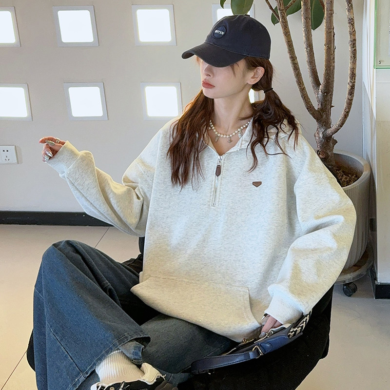青少年2025春季新款女大童初中生宽松洋气连帽卫衣T恤帽衫8821