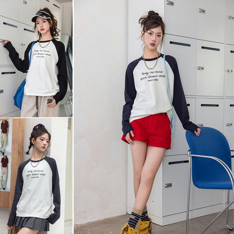 骄骄虎2026春季新款女大童卫衣洋气初中生圆领打底衫T恤衫9021