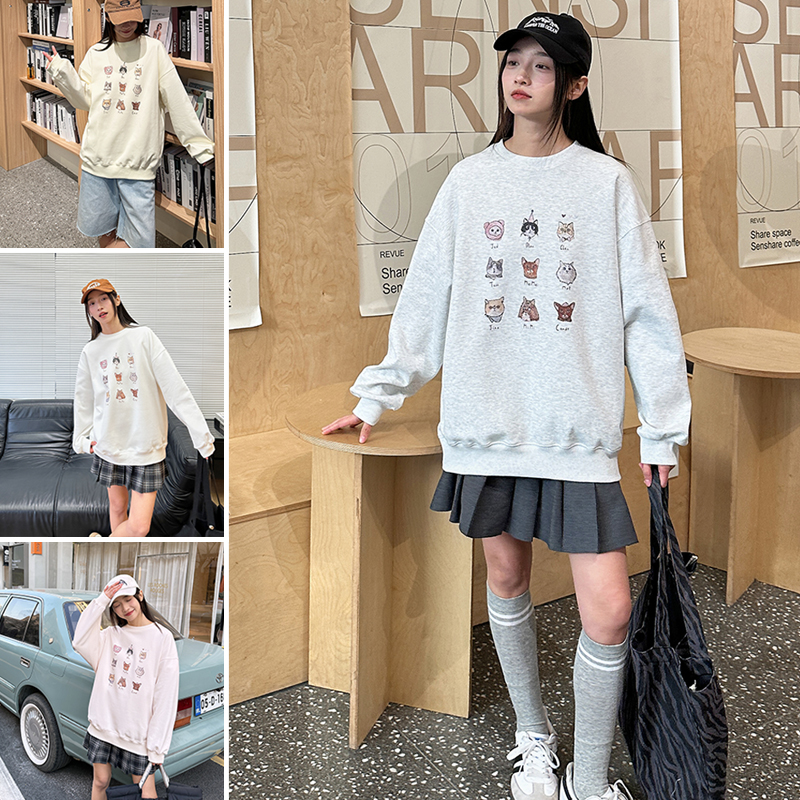 骄骄虎2025春季新款女大童初中生洋气青少年均码圆领卫衣T7119