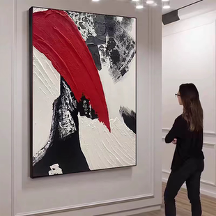 饰画 玄关背景墙肌理画大芬村餐厅装 油画客厅挂画手绘 鸿运升腾