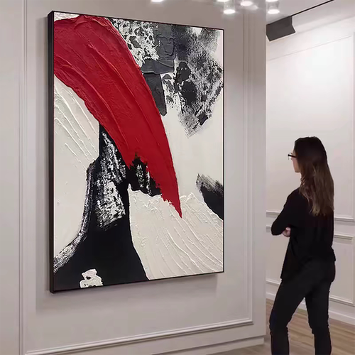 油画客厅挂画手绘《鸿运升腾》玄关背景墙肌理画大芬村餐厅装饰画