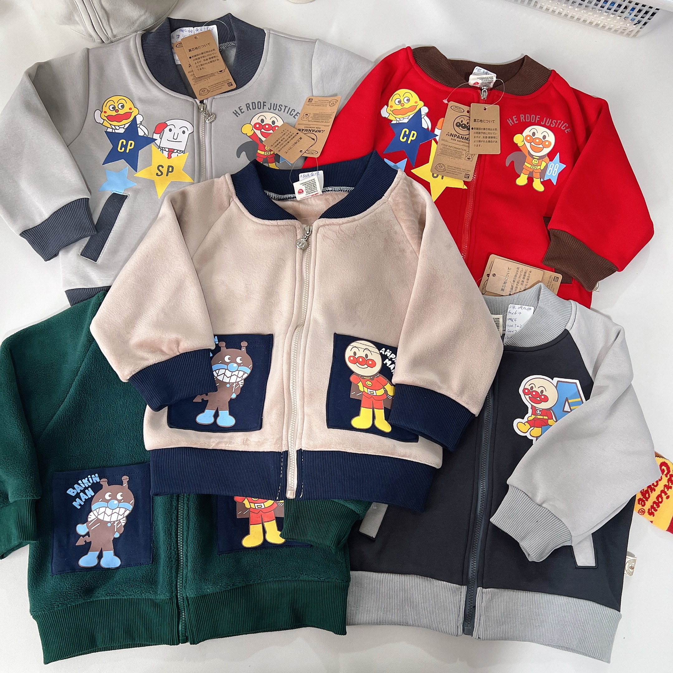 冬款加厚男童女童长袖拉链开身外套棒球衫加绒90-130码