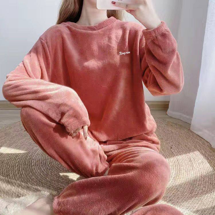 居家服女士可出门休闲慵懒松弛感家居服暖暖套装保暖宽松大码睡衣