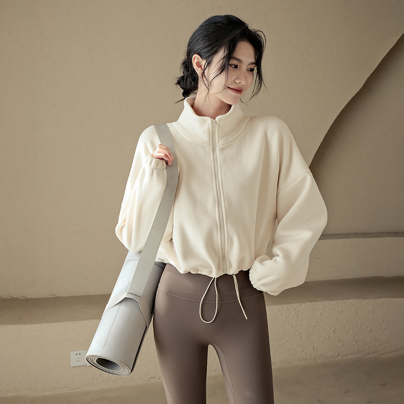 瑜伽服女秋冬加绒保暖运动外套