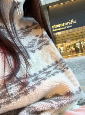 意大利代FARI全羊绒针织衫女圆领印花宽松显瘦打底衫加厚拉链上衣