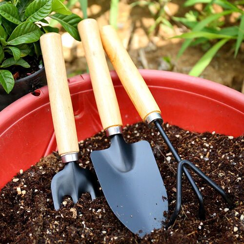 园艺工具三件套 园林工具迷你 多功能铲耙锹家用植物松土小铲
