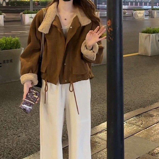 复古短款轻奢外套女冬装新款2025年新款韩版小个子宽松休闲上衣