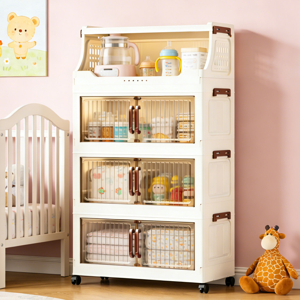 儿童房多功能置物架落地多层家用收纳柜衣服玩具奶粉杂物整理柜子