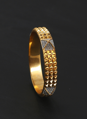 复古小香风菱格纹元素重工手镯