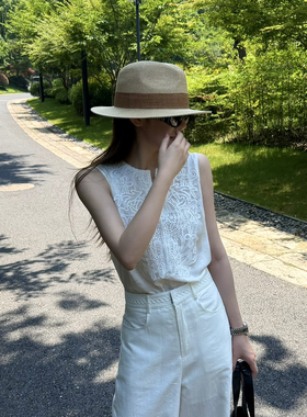 EASE-钱新中式轻熟风刺绣花边小衫(含30亚麻)(35莱赛尔)E26A6259