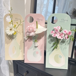 教师节单支玫瑰花束包装diy插花礼盒鲜花手提袋情人节手提花盒