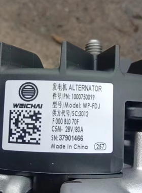 潍柴1000750099发电机潍柴WP13发电机X3000发电机80A110A120A150A