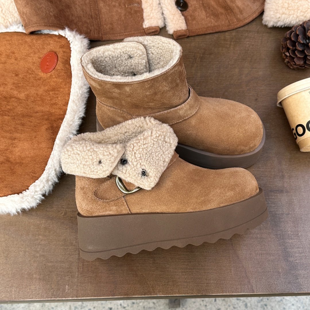 恋典厚底增高加绒保暖勃肯鞋女2025冬季新款舒适显脚小休闲雪地靴