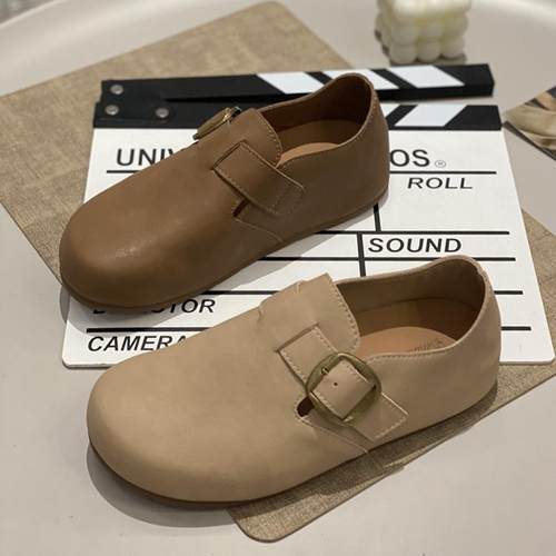 复古真皮软底休闲勃肯鞋女