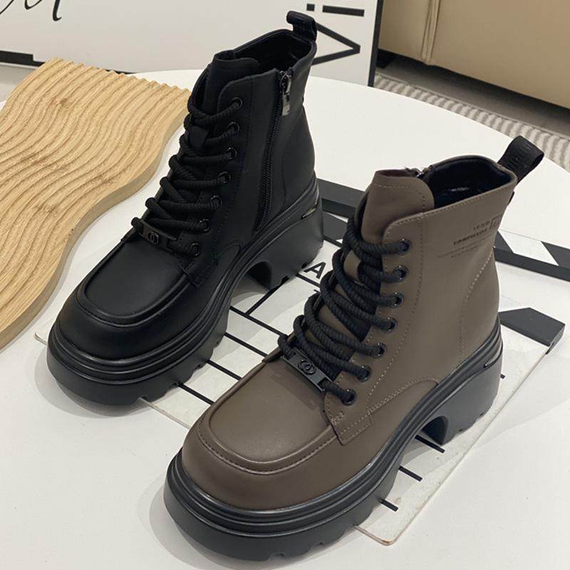 复古舒适马丁靴女2024秋冬新款靴子女款厚底增高小个子短靴瘦瘦靴,女鞋,马丁靴,淘宝优惠券,粉丝福利购,淘宝优惠卷