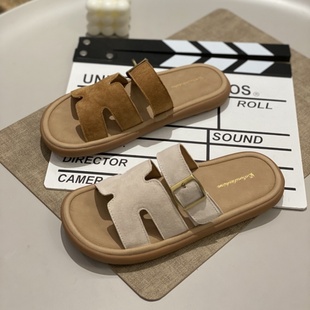 2025年夏新款 沙滩凉拖鞋 懒人舒适外穿一脚蹬海边松糕时尚 舒适女鞋