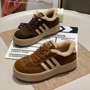 德训鞋女款2025年新款复古休闲软底轻便阿甘鞋保暖加绒棉鞋运动鞋