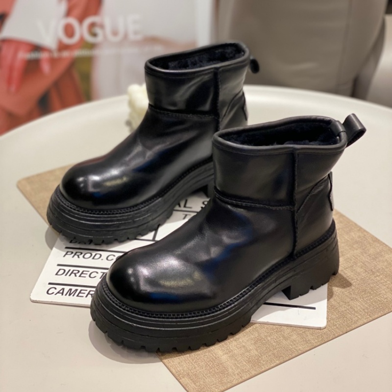 真皮厚底短靴女2025冬季新款