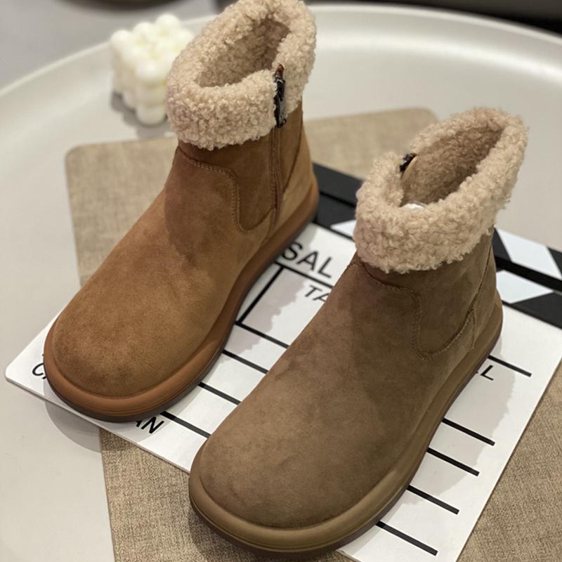 2025冬季新款保暖雪地靴女时尚舒适短靴百搭休闲保暖毛毛加绒棉鞋