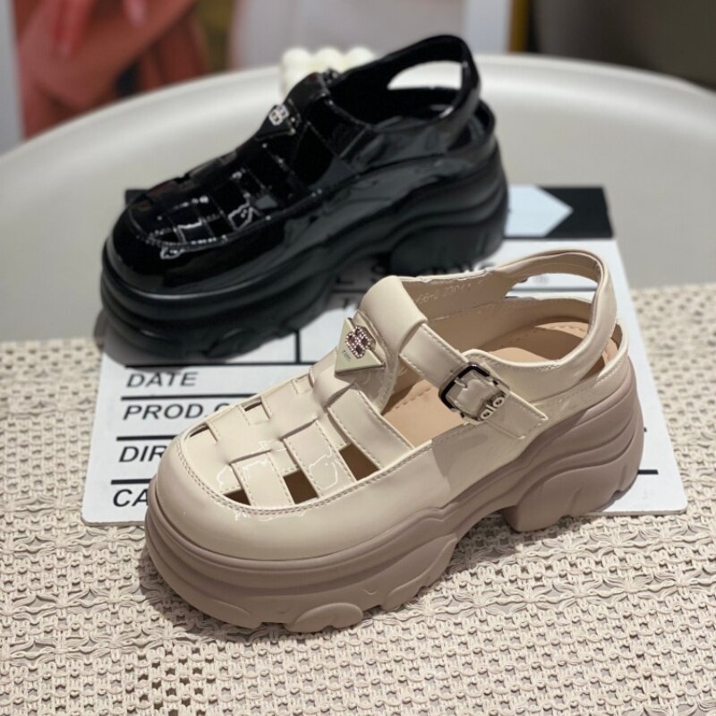 夏季女款增高镂空包头罗马凉鞋