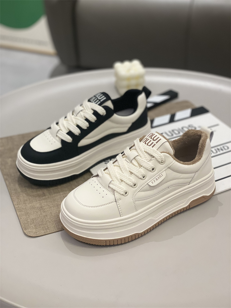 真皮加绒小白鞋女2025秋冬