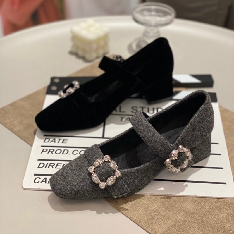 法式小香风水钻内增高方头玛丽珍鞋女款2025年冬季新款百搭毛毛鞋,女鞋,时尚休闲鞋,淘宝优惠券,粉丝福利购,淘宝优惠卷