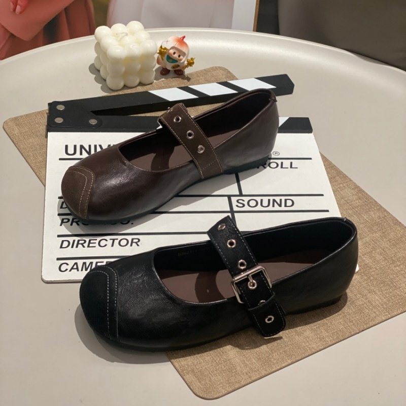 法式复古铆钉玛丽珍鞋女2026平底橡胶底一字扣带圆头单鞋轻便百搭,女鞋,时尚休闲鞋,淘宝优惠券,粉丝福利购,淘宝优惠卷