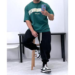 290g高克重磅!微廓宽松小领口显壮短袖T恤潮男全棉清新city跳舞