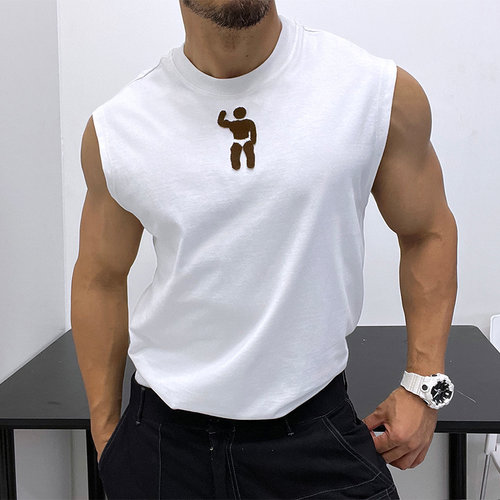 肌肉男显壮坎肩纯棉修身夏