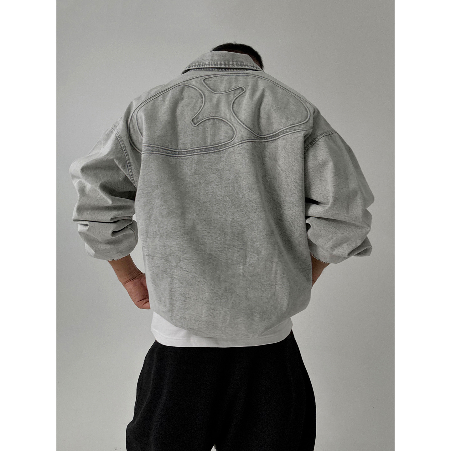 微阔版牛仔夹克外套棒球服秋冬