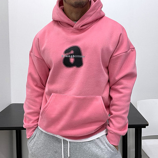 加绒落肩显壮加厚微廓形宽松长袖连帽套头卫衣！修身潮男秋冬保暖