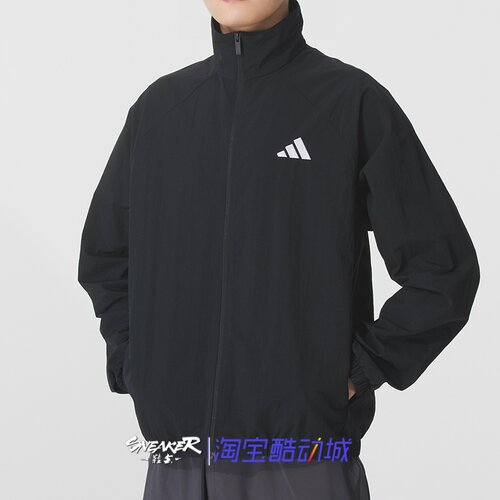 阿迪达斯男款梭织连帽拉链夹克