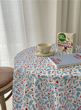 chubby baby*超美de~卧室改造春夏小清新ins韩风少女蓝色花朵桌布