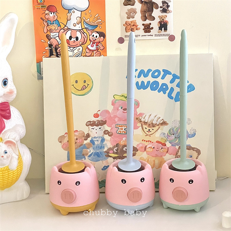 chubbybaby*多色入~自带沥水底座可挂墙可爱小猪马桶刷厕所清洁刷图片