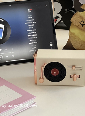 chubbybaby*黑胶唱片风格 简约质感便携可手提蓝牙音箱学生礼物