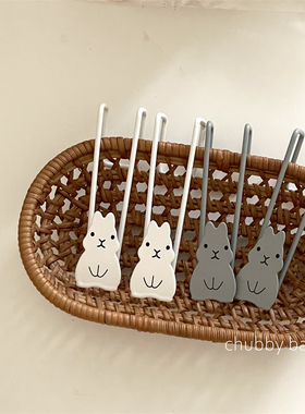 chubbybaby*可爱兔子铁艺免打孔挂钩橱柜门板背挂式垃圾袋挂钩