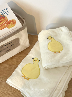 chubbybaby*可爱小黄鸭洗脸毛巾不掉毛家用洗澡吸水速干包身浴巾