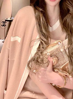 ALU高奢OOTD啞光質地香檳裸粉純100羊绒亲肤软糯针织套裝现货春秋