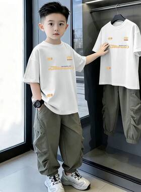 男童短袖T恤新款中大童2026夏季男孩纯棉韩版宽松百搭半袖上衣t恤