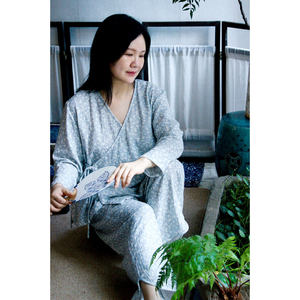 小雅柜中缘原创浅蓝深蓝碎花柔软纯棉汉服中式家居服睡衣套装女夏