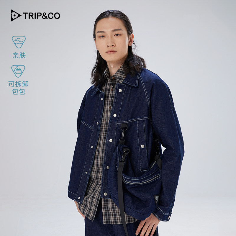 TRIP&CO男女秋冬牛仔衫时尚丹宁长袖牛仔衬衫外套