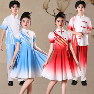 儿童男女童朗诵爱国红色歌演出服国庆中小学生主题演讲比赛舞蹈服