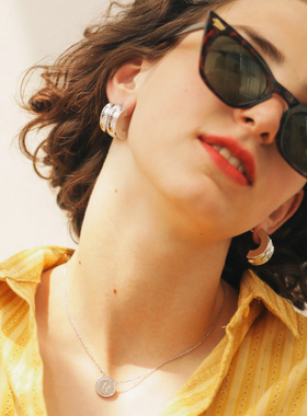 ncieto 金银两色入 造型感夸张几何浮雕耳夹/耳针