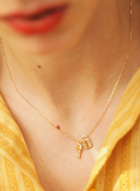 niceto 精致小巧锁头钥匙925银电镀保色锁骨链项链