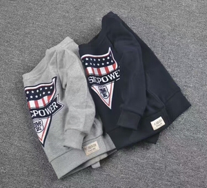 促销 外贸新款男童三角犀牛星鹿牌柔纯棉毛圈运动卫衣 亲子中大童